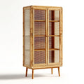 Witryna, Salon szkło w bambusie i rattan naturalny 90 x 40 x 180 cm