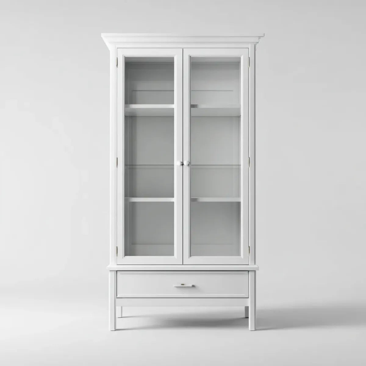 Witryna, 2 drzwi okna w salonie biały MDF i prostokątne szkło hartowane 90 x 40 x 190 cm