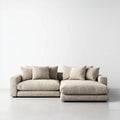 Sofa, Kanapa narożna L beżowy 290 x 170 x 78 cm w poliestrze z siekierą z prawej strony