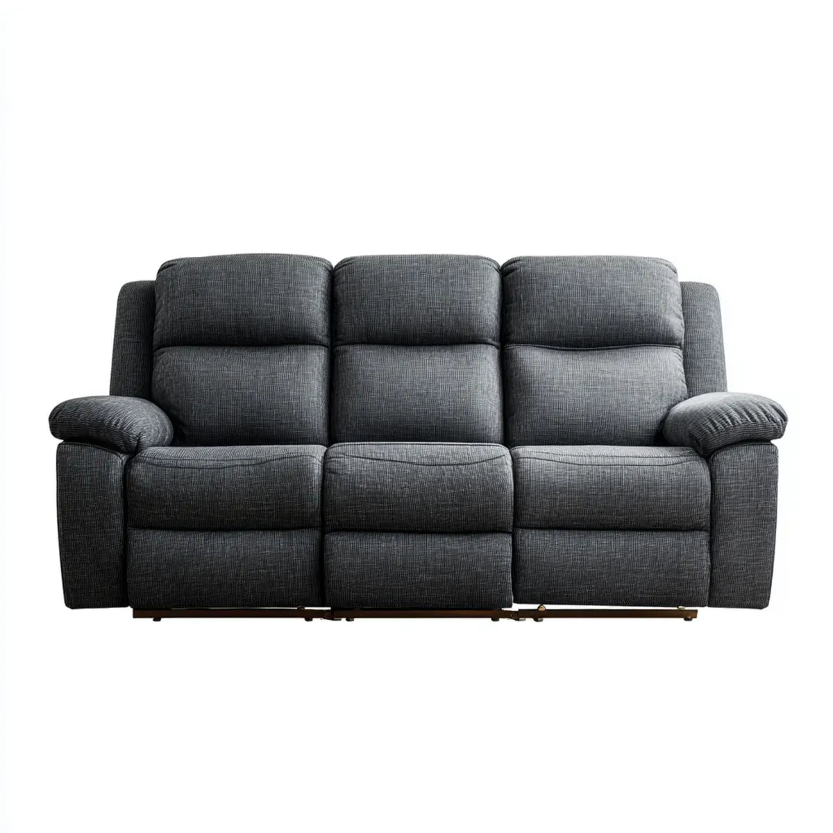 Sofa, Wyprostowana sofa 3 miejsca antracyt w prostokątnym kształcie poliestru 210 x 95 x 100 cm