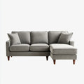 Sofa, Kanapa narożna 3 fotele z krzesełkiem z prawej strony szary 220 x 150 x 85 cm w poliestrze