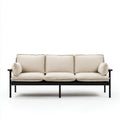 Sofa 3 miejsca beżowe czarny brązowy 210 x 82 x 78 cm stali poliestrowej prostokątna