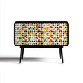 Witryna, Czarna ozdoba dwudrzwiowa wzór geometryczny 120 x 40 x 85 cm prostokątna MDF