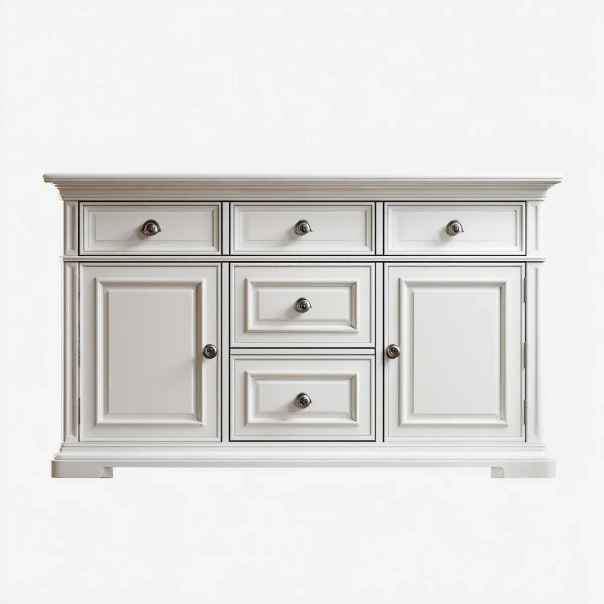 Witryna, Białe stołówki w formie bufetu 5 szuflad 2 drzwi w MDF 160 x 45 x 100 cm prostokątne