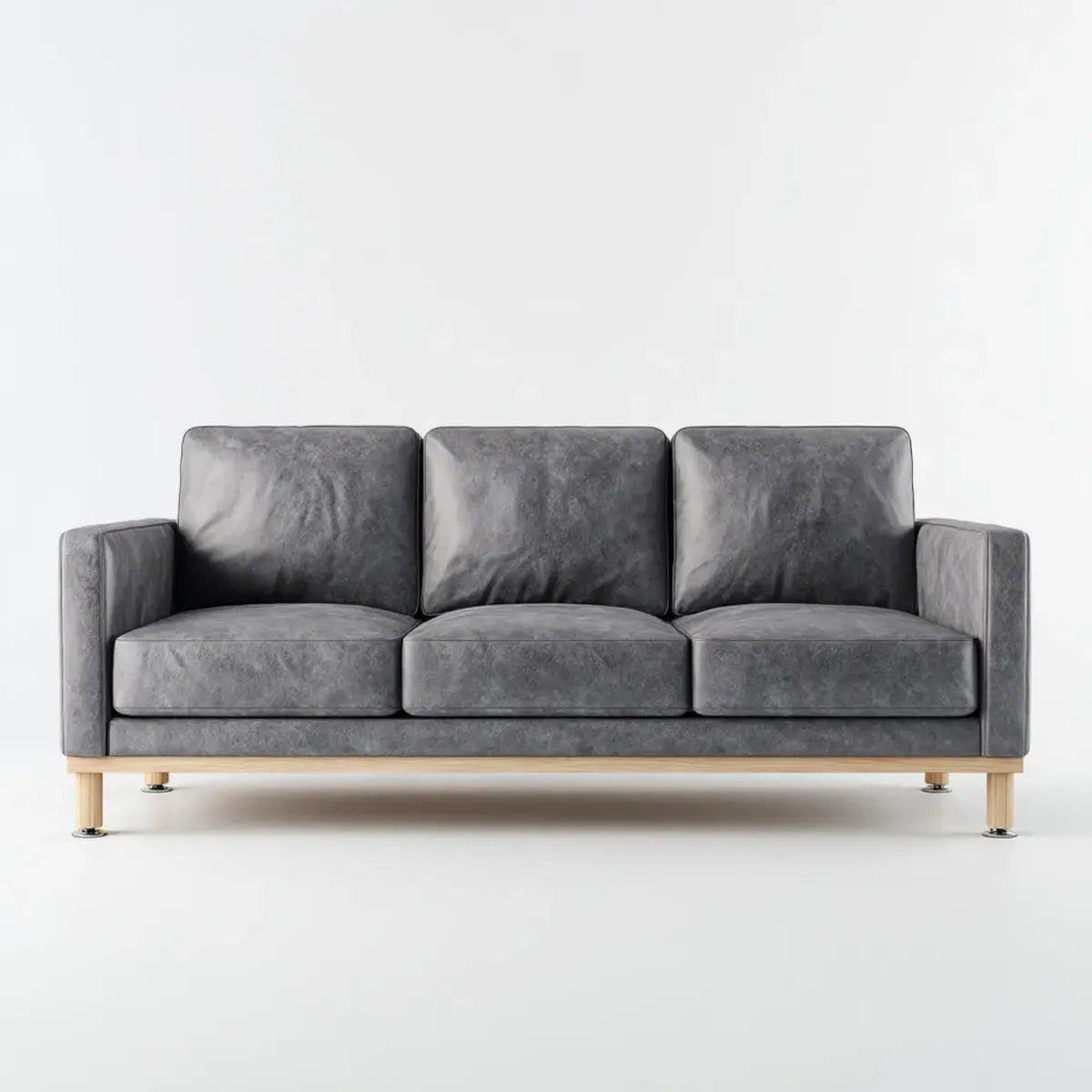 Sofa 3 umieszcza szary antracyt 210 x 85 x 85 cm w kształcie prostokątnym ze skóry PU