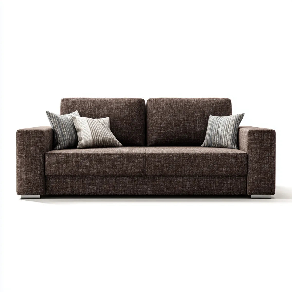 Sofa 3 fotele brązowy poliester z poduszkami 220 x 95 x 85 cm