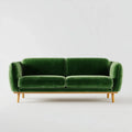 Sofa 2 miejsca zielone w aksamicie poliestrowym z litymi nogami z drewna 160 x 85 x 80 cm