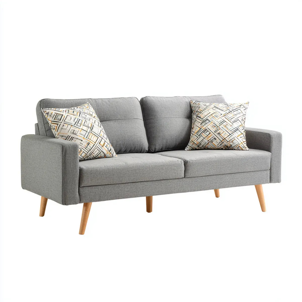 Sofa 2 umieszcza szary 180 x 85 cm x 85 cm w prostokątnym kształcie poliestru, 180 x 85 x 85 cm
